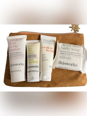 thisworks Women Bath & Body Moisturizer & Soap Set - Brown Pouch